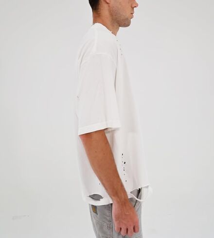 Men's Distressed Casual Oversized Heavyweight Drop Shoulder Garment Dye T-Shirt Tee Short Sleeve in Saudi Arabia