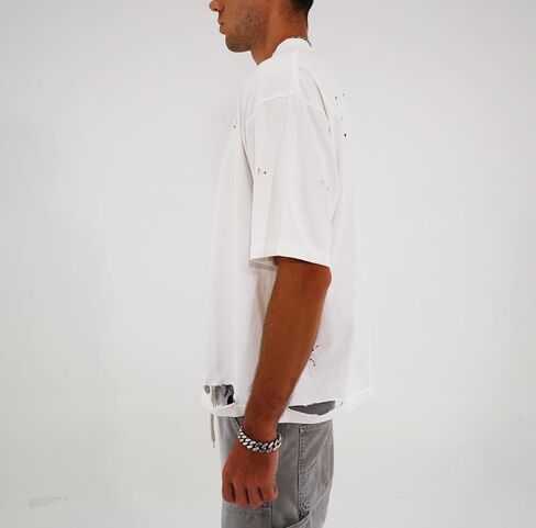 Men's Distressed Casual Oversized Heavyweight Drop Shoulder Garment Dye T-Shirt Tee Short Sleeve in Saudi Arabia