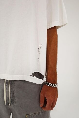Men's Distressed Casual Oversized Heavyweight Drop Shoulder Garment Dye T-Shirt Tee Short Sleeve in Saudi Arabia