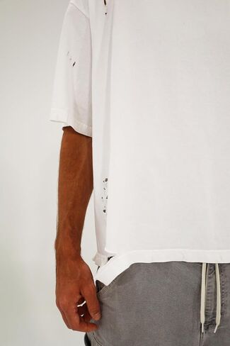 Men's Distressed Casual Oversized Heavyweight Drop Shoulder Garment Dye T-Shirt Tee Short Sleeve in Saudi Arabia