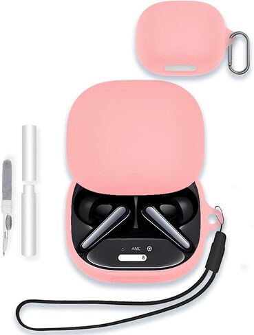 حافظة لجهاز Soundcore Liberty 4 Pro من Anker، سماعات أذن لاسلكية بخاصية إلغاء الضوضاء، غطاء حماية من السيليكون الناعم المحمول المقاوم للخدش والصدمات من WUNIAK مع مجموعة أدوات تنظيف وحلقة تسلق وحبل قصير، أسود in Saudi Arabia