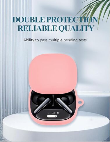 حافظة لجهاز Soundcore Liberty 4 Pro من Anker، سماعات أذن لاسلكية بخاصية إلغاء الضوضاء، غطاء حماية من السيليكون الناعم المحمول المقاوم للخدش والصدمات من WUNIAK مع مجموعة أدوات تنظيف وحلقة تسلق وحبل قصير، أسود in Saudi Arabia