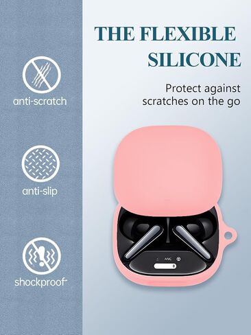 حافظة لجهاز Soundcore Liberty 4 Pro من Anker، سماعات أذن لاسلكية بخاصية إلغاء الضوضاء، غطاء حماية من السيليكون الناعم المحمول المقاوم للخدش والصدمات من WUNIAK مع مجموعة أدوات تنظيف وحلقة تسلق وحبل قصير، أسود in Saudi Arabia