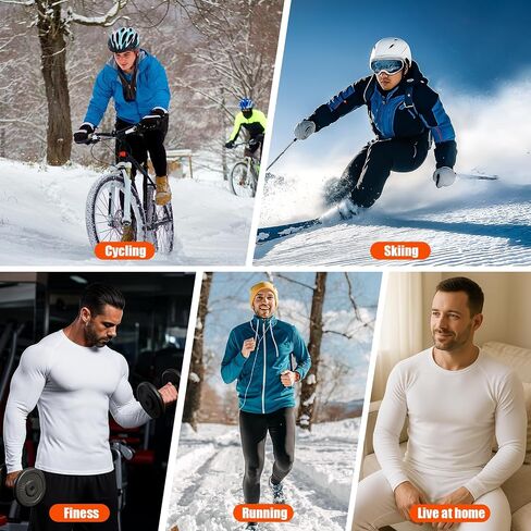مجموعة ملابس داخلية حرارية للرجال، ملابس علوية حرارية وطبقة أساسية حرارية للرجال من Long Johns مبطنة بالصوف للطقس البارد in Kuwait