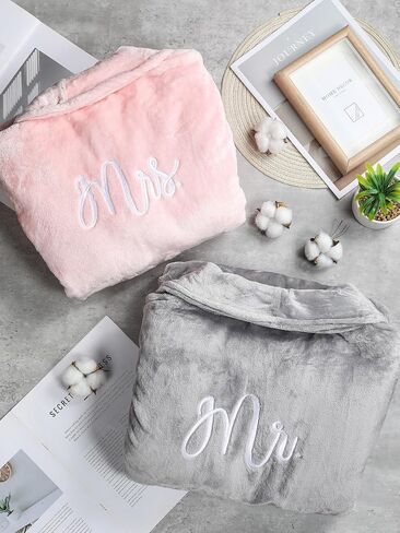 Jecery His and Hers Robes Set Flannel Kimono Matching Robes Mr and Mrs Bathrobes with 18.6 oz Mugs Set for Wedding Love Gift in Saudi Arabia