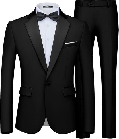 WULFUL Men's 2 Piece Slim Fit Suit Set One Button Blazer Jacket Pants Tuxedo Set for Prom, Wedding and Business in Saudi Arabia