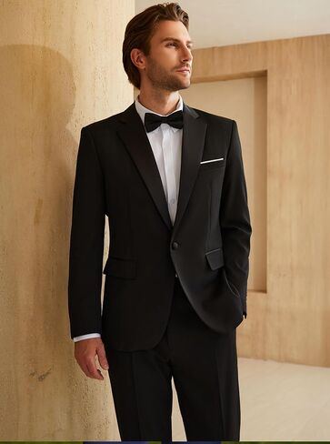 WULFUL Men's 2 Piece Slim Fit Suit Set One Button Blazer Jacket Pants Tuxedo Set for Prom, Wedding and Business in Saudi Arabia