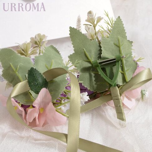 Wrist Corsage and Boutonniere Set, Artificial Purple Rose Hand Flower for Prom Wedding Wrist Corsage Wrist Flower for Graduation Party in Saudi Arabia