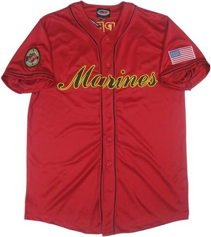 Marines Baseball Jersey, Embroidered Logo, Red in Saudi Arabia
