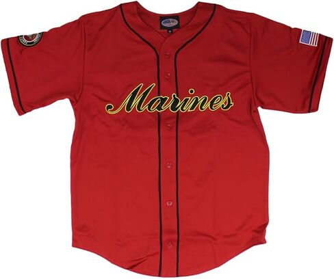 Marines Baseball Jersey, Embroidered Logo, Red in Saudi Arabia