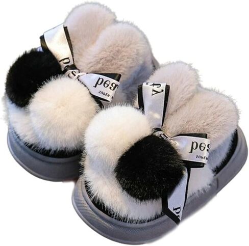 Toddler Girls Boys Slippers 2025 Fluffy Pompoms Anti-slip Shoes Winter Warm Indoor Outdoor Platform Shoes with Heel Cover in Saudi Arabia