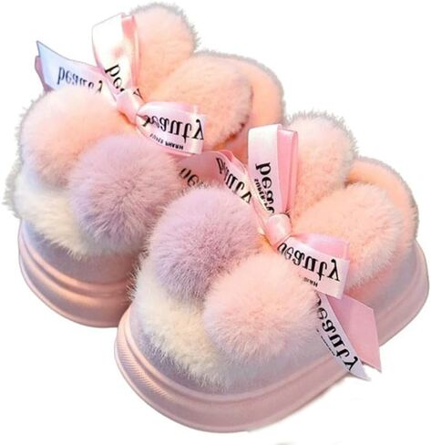 Toddler Girls Boys Slippers 2025 Fluffy Pompoms Anti-slip Shoes Winter Warm Indoor Outdoor Platform Shoes with Heel Cover in Saudi Arabia