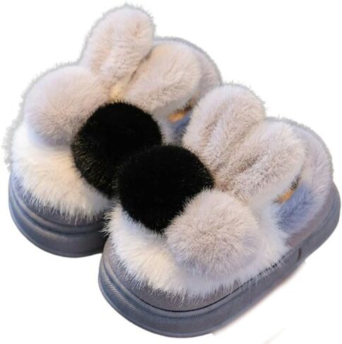 Toddler Girls Boys Slippers 2025 Fluffy Pompoms Anti-slip Shoes Winter Warm Indoor Outdoor Platform Shoes with Heel Cover in Saudi Arabia