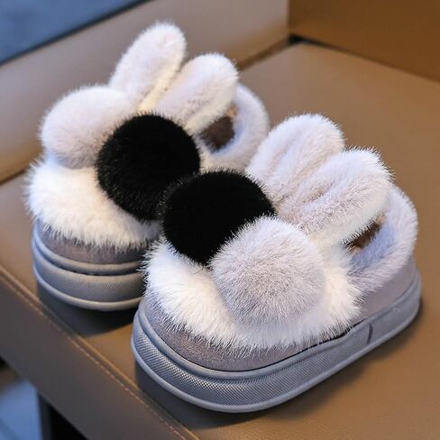 Toddler Girls Boys Slippers 2025 Fluffy Pompoms Anti-slip Shoes Winter Warm Indoor Outdoor Platform Shoes with Heel Cover in Saudi Arabia