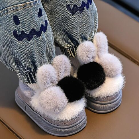 Toddler Girls Boys Slippers 2025 Fluffy Pompoms Anti-slip Shoes Winter Warm Indoor Outdoor Platform Shoes with Heel Cover in Saudi Arabia