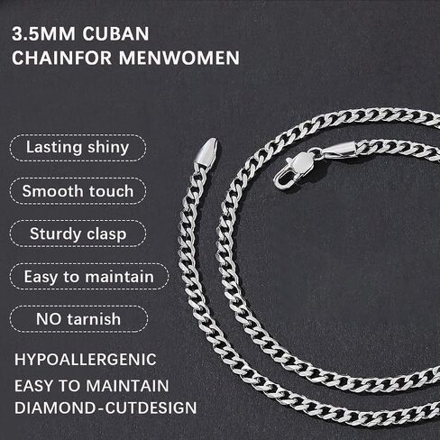Stainless Steel Cuban Link Chains for Men - Durable, Stylish Necklaces in Silver Tone in Saudi Arabia