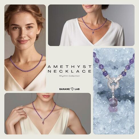 Beads Necklace for Women Men, 4mm Natural Crystal Beaded Necklace for Gift, Unique palladium plated Clasp, Pendant in Saudi Arabia