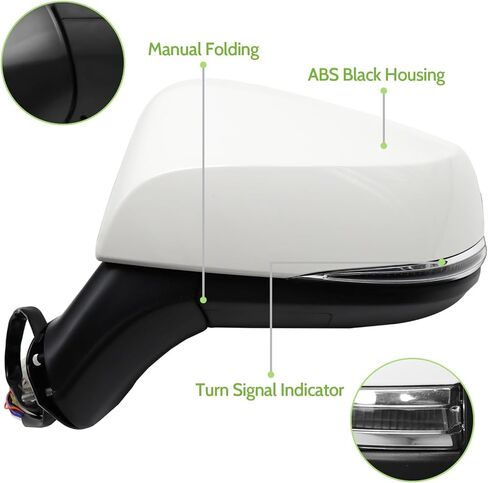 Left Side Door Mirror Fit for 2019-2023 Toyota Rav4, Power Glass Door View Mirror with Heating Function,with Blind Spot Detection,Turn Signal （White,8Pins） (Right/Passenger Side) in Kuwait