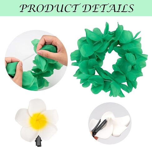 6PC Hawaiian Leis Halloween Costume Accessories Luau Hawaii Flower Hair Clips Women Birthday Party Dess up Decorations in Saudi Arabia