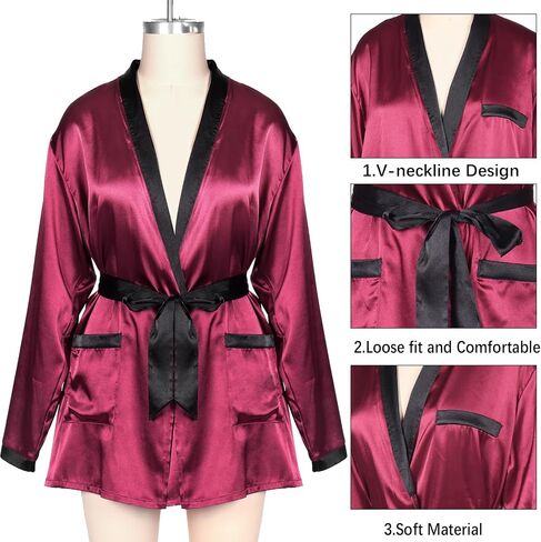 Mprocen Women's Red Satin Kimono Robe Adult Captain Hat Halloween Cosplay Costume Accessories Set Silk Jacket Robe Outfits in Saudi Arabia