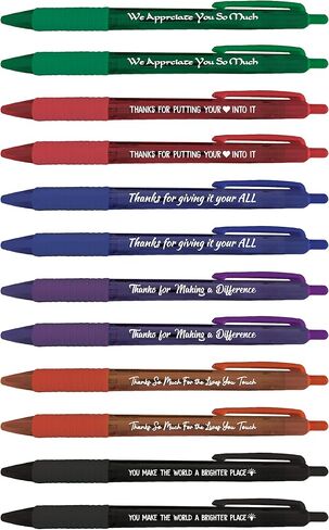 Translucent 12 Pen Set with Motivational/Inspirational Quotes, 6 Designs 46006 in Saudi Arabia