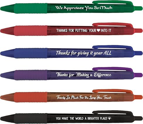 Translucent 12 Pen Set with Motivational/Inspirational Quotes, 6 Designs 46006 in Saudi Arabia
