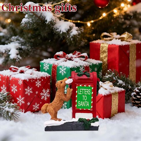 إكسسوارات قرية عيد الميلاد المزخرفة للمجموعة، زينة حيوانات للكلاب على شكل صندوق بريد من الراتنج، تماثيل قرية عيد الميلاد مقاس 2.4 بوصة، تماثيل هزلي لطيفة ديكور داخلي (أحمر) in Saudi Arabia