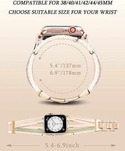 Boho Bracelet Compatible for Apple Watch Band 40mm Women, Multilayer Wrap Strap for Apple Watch 41mm 38mm, Leather Copper Pipe Apple Watch Bands for iWatch Series 10/9/8/7/6/5/4/3/2/1/SE - Khaki in Saudi Arabia