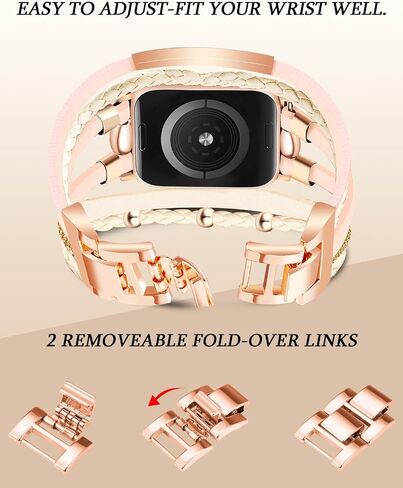 Boho Bracelet Compatible for Apple Watch Band 40mm Women, Multilayer Wrap Strap for Apple Watch 41mm 38mm, Leather Copper Pipe Apple Watch Bands for iWatch Series 10/9/8/7/6/5/4/3/2/1/SE - Khaki in Saudi Arabia