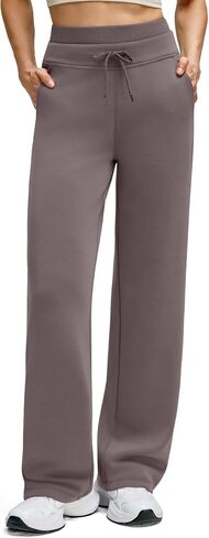 G4Free Smoofit مشروط لينة المرأة Sweatpants واسعة الساق مع جيوب الرباط طبقة مزدوجة الخصر السراويل غير رسمية in Kuwait
