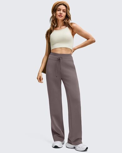 G4Free Smoofit مشروط لينة المرأة Sweatpants واسعة الساق مع جيوب الرباط طبقة مزدوجة الخصر السراويل غير رسمية in Kuwait
