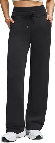 G4Free Smoofit مشروط لينة المرأة Sweatpants واسعة الساق مع جيوب الرباط طبقة مزدوجة الخصر السراويل غير رسمية in Kuwait
