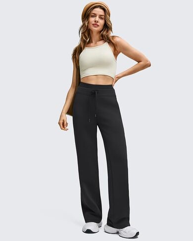 G4Free Smoofit مشروط لينة المرأة Sweatpants واسعة الساق مع جيوب الرباط طبقة مزدوجة الخصر السراويل غير رسمية in Kuwait