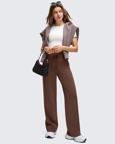G4Free Smoofit Modal Soft Women's Wide Leg Sweatpants with Pockets Drawstring Double Layer Waist Casual Pants in Saudi Arabia