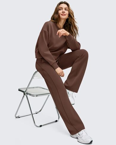 G4Free Smoofit Modal Soft Women's Wide Leg Sweatpants with Pockets Drawstring Double Layer Waist Casual Pants in Saudi Arabia