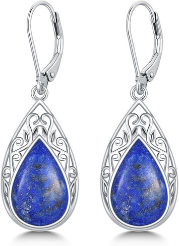 Filigree Earrings for Women 925 Sterling Silver Teardrop Gemstone Dangle Earrings Fine Jewelry Christmas Gifts for Women in Saudi Arabia