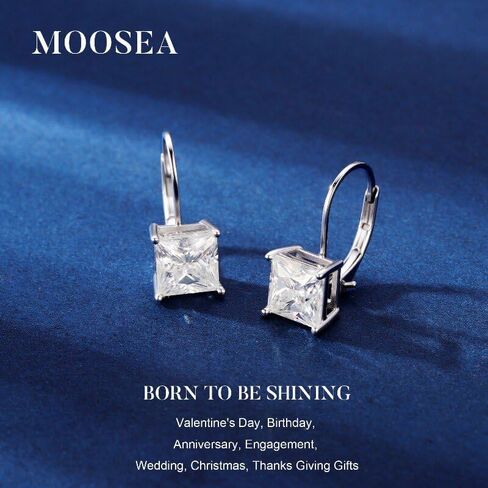 MOOSEA Moissanite Dangle Earrings for Women, 925 Sterling Silver 1-3ct D Color VVS1 Clarity Lab Created Moissanite Leverback Earrings for Women Anniversary Birthday Gifts for Wife Mom Girlfriend in Saudi Arabia