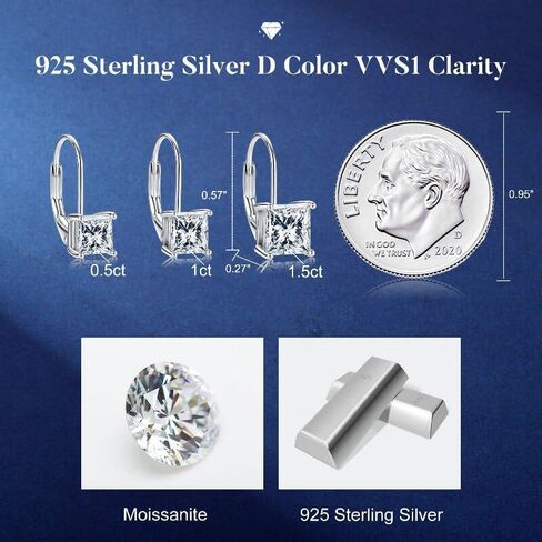 MOOSEA Moissanite Dangle Earrings for Women, 925 Sterling Silver 1-3ct D Color VVS1 Clarity Lab Created Moissanite Leverback Earrings for Women Anniversary Birthday Gifts for Wife Mom Girlfriend in Saudi Arabia