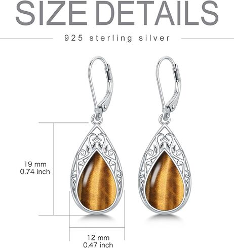 Filigree Earrings for Women 925 Sterling Silver Teardrop Gemstone Dangle Earrings Fine Jewelry Christmas Gifts for Women in Saudi Arabia