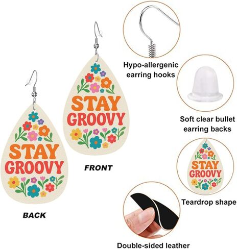 Teardrop Earrings For Women, Dangle Earrings Jewelry For Women, Lightweight Faux Leather Earrings Gifts in Kuwait