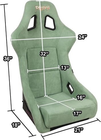 NRG Innovations FRP-302OL-PRISMA Prisma Fixed Back Bucket Racing Seat with Bottom Mount Bracket, Olive Color/Mix Sparkled Paint Back in Saudi Arabia