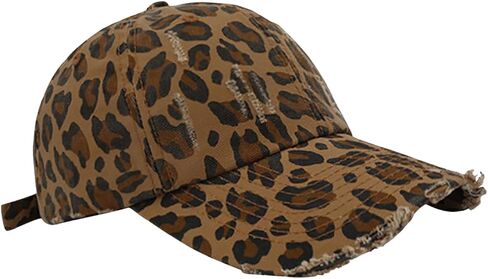CORIRESHA Women's Classic Leopard Print Hat Adjustable Outdoor Distressed Baseball Cap in Saudi Arabia