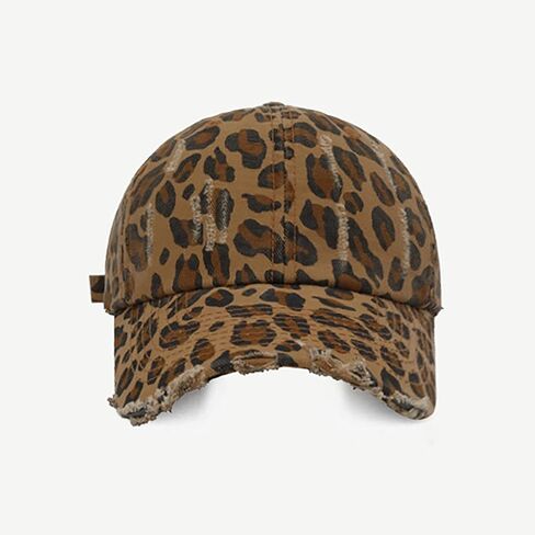 CORIRESHA Women's Classic Leopard Print Hat Adjustable Outdoor Distressed Baseball Cap in Saudi Arabia