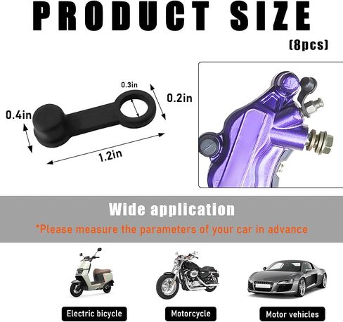 8 PCS Brake Bleed Nipple Cap, Automotive Rubber Brake Bleed Screw Cap Replacement, Universal Brake Bleed Nipple Dust Cover for Cars Motorcycles Bicycles, Car Accessories in Saudi Arabia