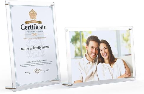 A4 Acrylic Picture Frame 13.4 x9.4 Inch Tabletop Display for Certificates Photos Awards Horizontal Vertical Mount Includes Wall Hanging Kit for Home Office Wall Decor(2 PCS) in Kuwait