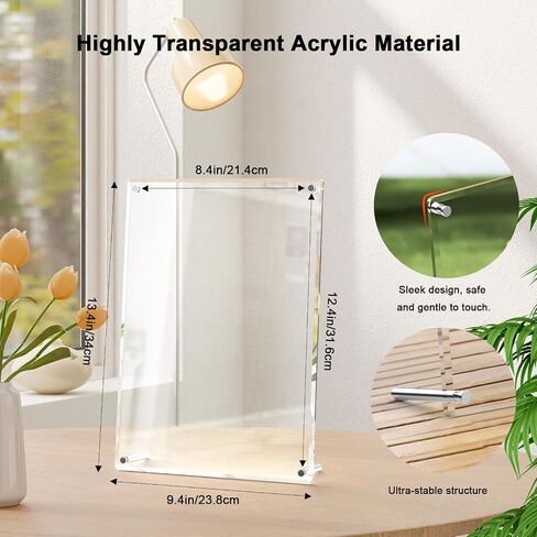 A4 Acrylic Picture Frame 13.4 x9.4 Inch Tabletop Display for Certificates Photos Awards Horizontal Vertical Mount Includes Wall Hanging Kit for Home Office Wall Decor(2 PCS) in Kuwait