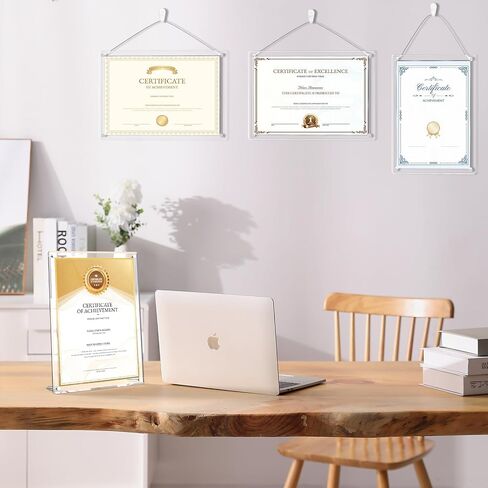 A4 Acrylic Picture Frame 13.4 x9.4 Inch Tabletop Display for Certificates Photos Awards Horizontal Vertical Mount Includes Wall Hanging Kit for Home Office Wall Decor(2 PCS) in Kuwait