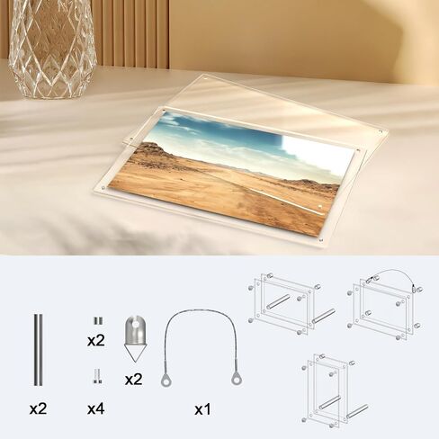A4 Acrylic Picture Frame 13.4 x9.4 Inch Tabletop Display for Certificates Photos Awards Horizontal Vertical Mount Includes Wall Hanging Kit for Home Office Wall Decor(2 PCS) in Kuwait