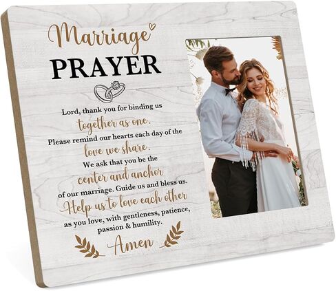 Wedding Picture Frame, Engagement Gifts for Couples, Wedding Gifts for Couples 2025, Anniversary for Couple Gift, Bridal Shower Gift, Rustic Marriage Prayer Wooden Engaged Photo Frame Tabletop Decor in Saudi Arabia