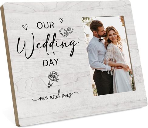 Wedding Picture Frame, Engagement Gifts for Couples, Wedding Gifts for Couples 2025, Anniversary for Couple Gift, Bridal Shower Gift, Rustic Marriage Prayer Wooden Engaged Photo Frame Tabletop Decor in Saudi Arabia